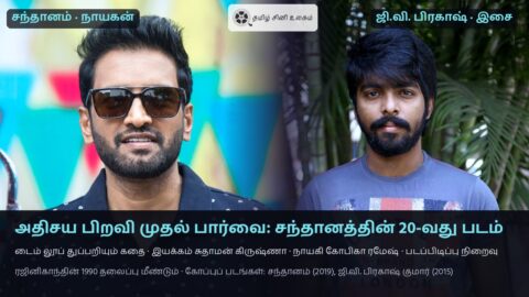 அதிசய பிறவி முதல் பார்வை — நடிகர் சந்தானம் (2019 கோப்புப் படம்) மற்றும் இசையமைப்பாளர் ஜி.வி. பிரகாஷ் குமார் (2015 கோப்புப் படம்)